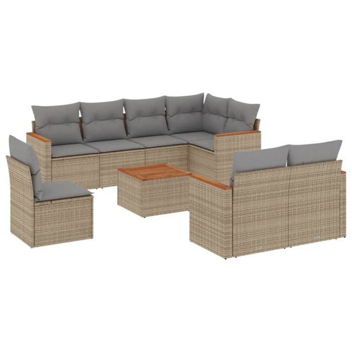 VidaXL Salon de Jardin avec Coussins 9 pcs, Canapés de Terrasse, Ensemble de Meubles de Patio, Mobilier d'Extérieur, Mélange 3226171