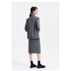 Elegant Grey Women Suit Set Professional Blazer Skirt Formal Business Outfit Interview Office Wear Petite