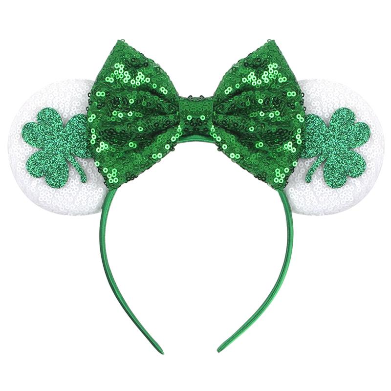Mode St. Patrick Glitzer Mausohren Stirnband Mädchen Pailletten Haarschleife Festival Haarband Party DIY Haaraccessoires Mujer
