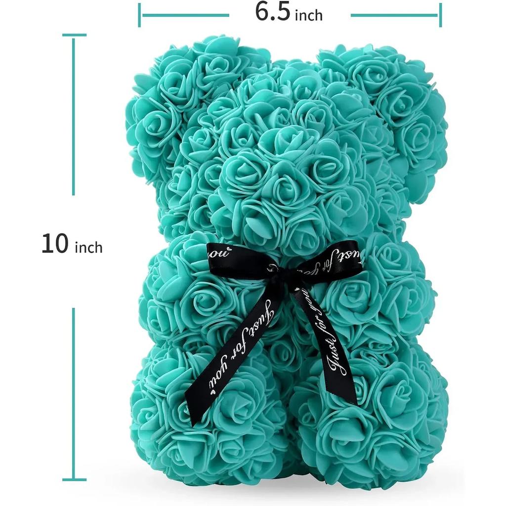 Valentine's Day Eternal Rose Teddy Bear Set - Artificial Flower Decor for Birthday, Anniversary & Romantic Gifts for Girlfriend