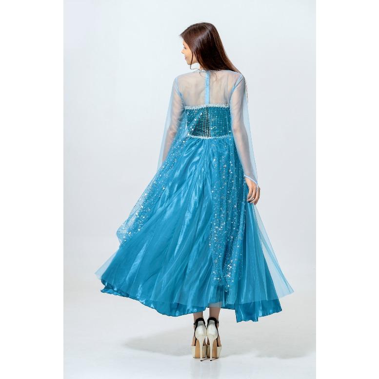 Elsa character princess dress frozen Halloween cosplay fairy princess queen dress blue dress