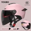 Dual Lens Electric Motorcycle Helmet for Men & Women - 3C Certified, Sun Protection, Half Helmet for Electric Scooters