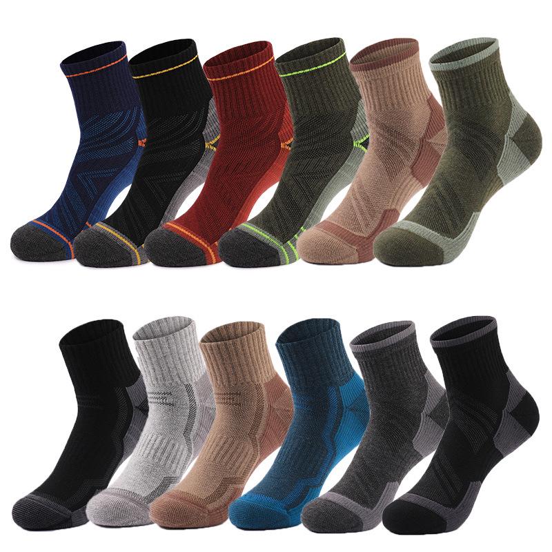 Merino Wool Non-Slip Sports Socks - Breathable, Wear-Resistant, Thick Terry Bottom for Running (Unisex)