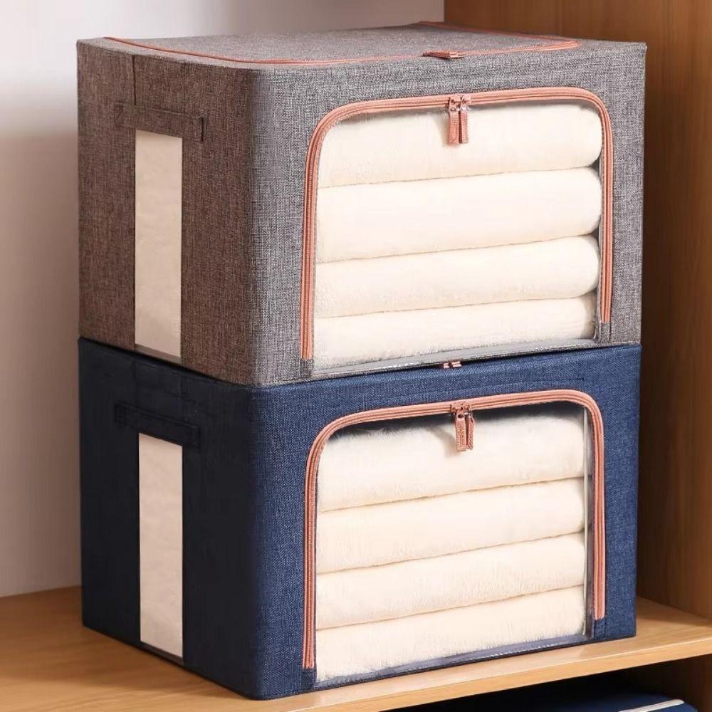 Large Capacity Clothing Sorting Box Clear Window Clothes Blanket Organizer Wardrobe Storage