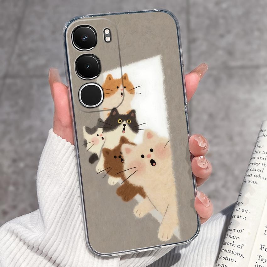 Cute Casing For Vivo Y19s Y19 Y17s Y17 Y16 Y15 Y13 Y12 Y11 Phone Covers Cute Penguin Frog Housing Clear TPU Non Slip Silicone Soft Shell For Vivo Case