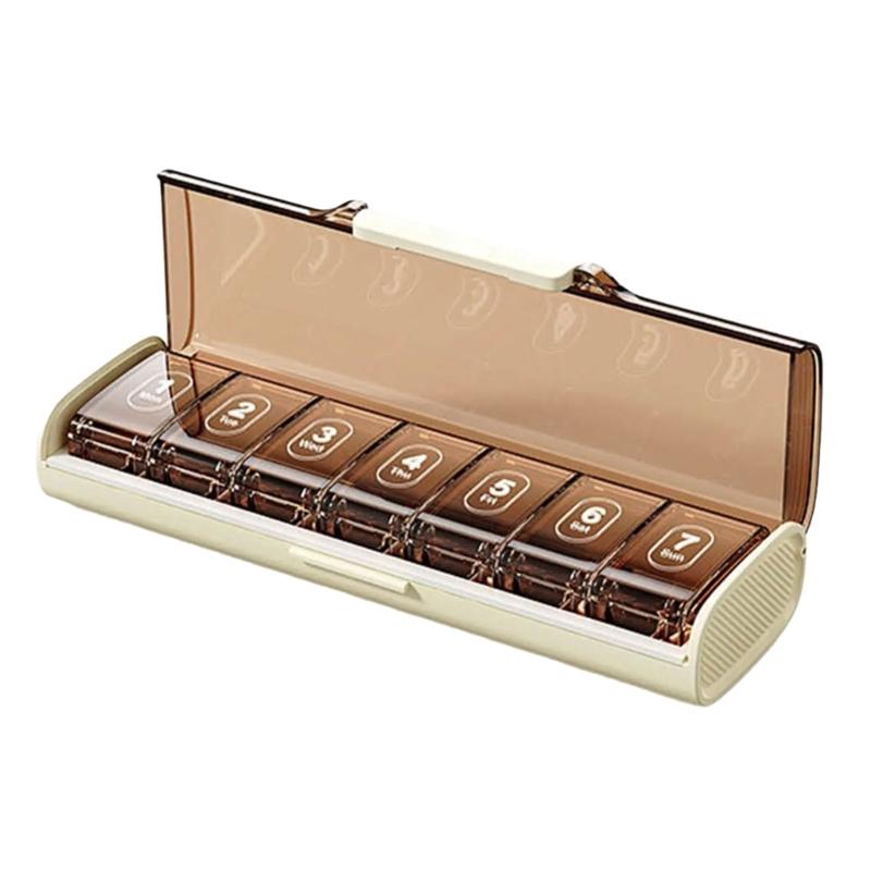 

Portable Pills Organizers Box For Easy Medication Management With Multiple Compartments And User friendly Design кремовый