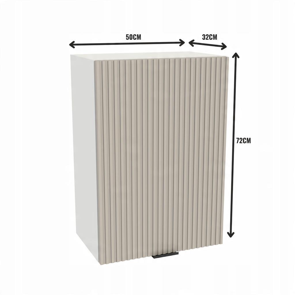 Upper Kitchen Cabinet 50/72 Vigo Body White Front Grooved Cashmere Matte