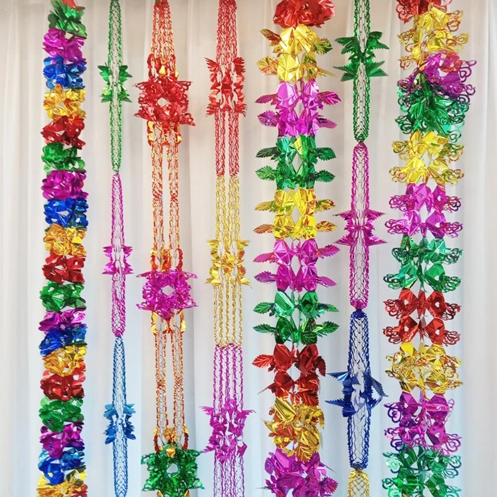 2/4/8Pcs Multi Colour Ornaments Party Supplies Christmas Decor Ceiling Wreath Metalic Foil Garland Hanging Decoration
