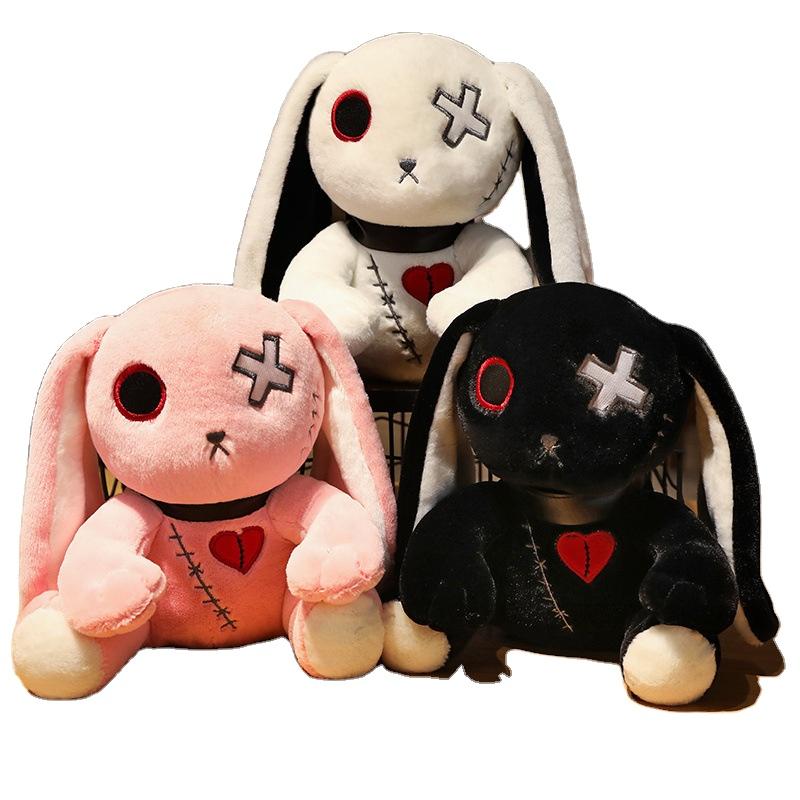 Gothic Darkpunk Style Halloween Rabbit Plush Dark Rebirth Little Bunny Doll Multicolor Polyester PP Cotton Toy