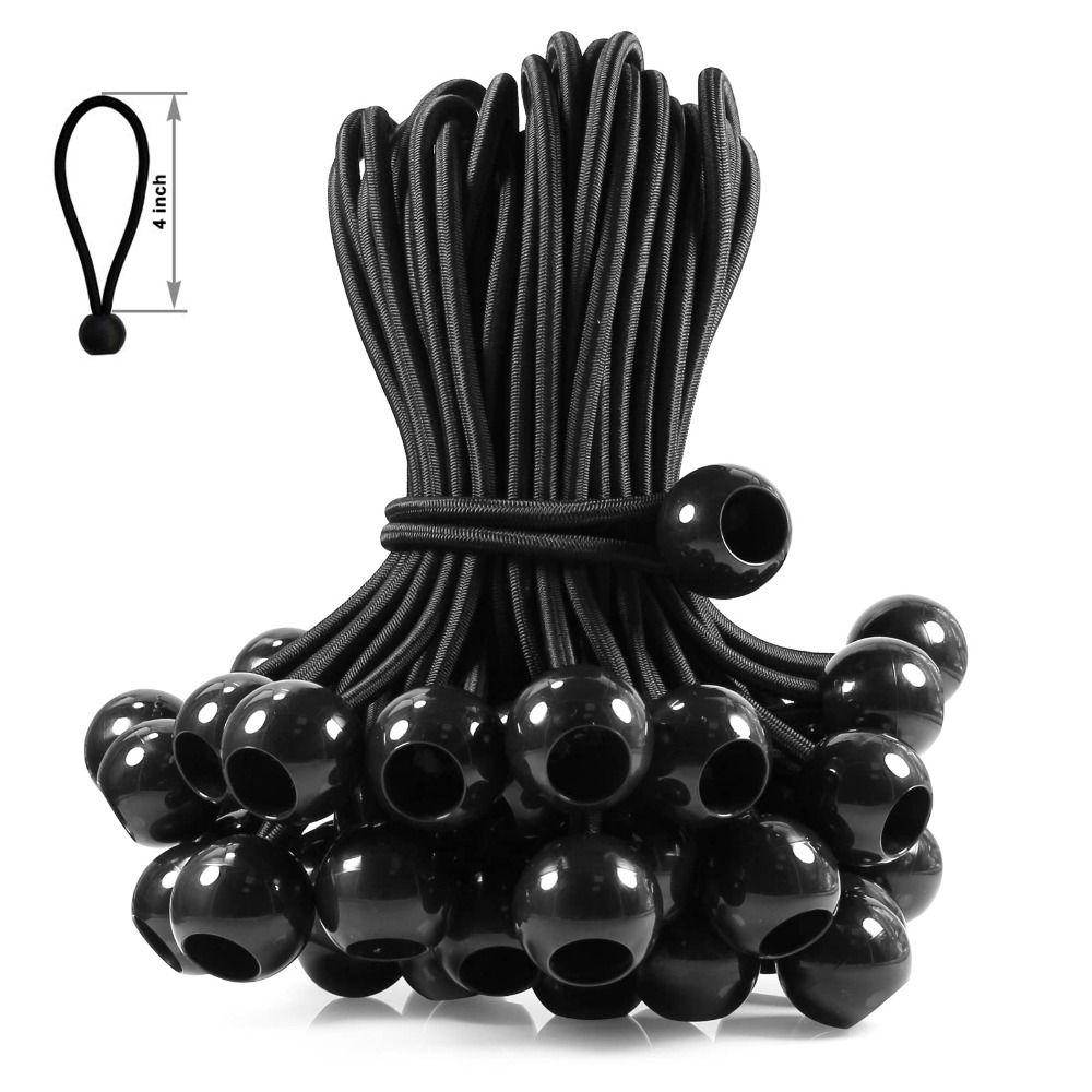 

25pcs 4-12inch Black Bungee Cord Oxford rope Elastic Rope Multi-functional Bungee Balls 4inch
