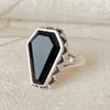 1Pc Retro Imitate Garnet Coffin Shape Y Ring For Women Boho Y Ring Punk Gothic Halloween Party Jewelry Gift For Her