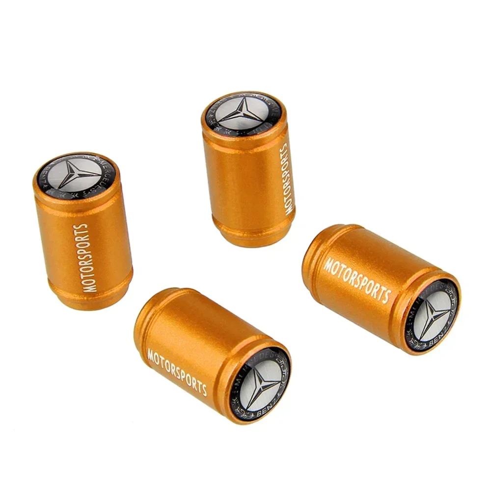 2025 Hot 4Pcs Matte Metal Car Wheel Tire Valve Caps For Mercedes Benz W210 W211 W212 W176 W164 C180 W222 CLK Air Nozzle Cover Ac