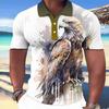 Animal Men's Polo Shirt Wolf and Eagle Men's Clothing Summer Casual Short Sleeve Top