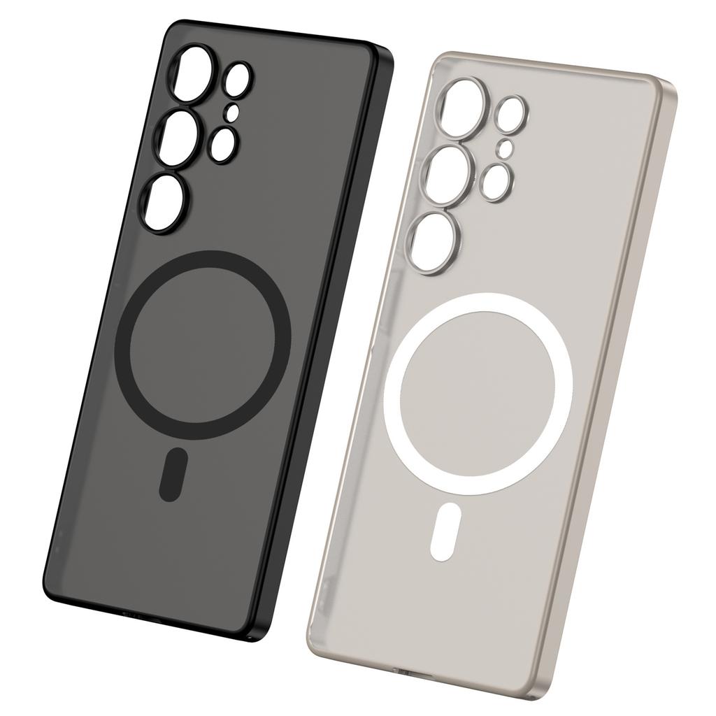 Samsung S25 Ultra Mobile Phone Case Pc Ultra thin Skin Feeling Semi transparent Simple Magnetic Absorption Wireless Charging Ring Protection Case