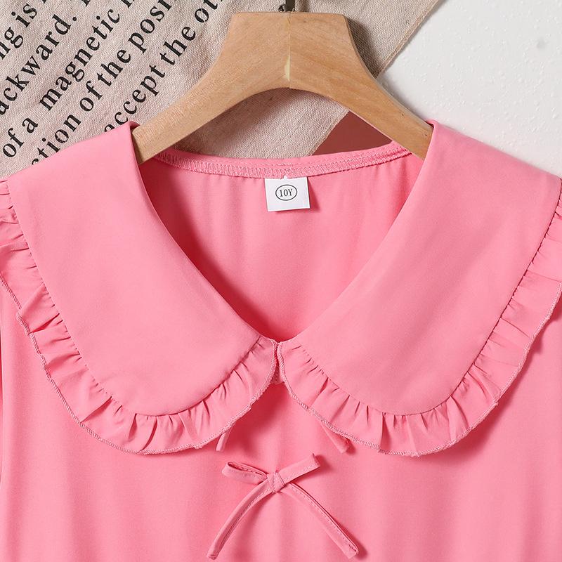 Girls' Fashionable Dress Autumn Children's Bow, Sweet Baby Collar Long-sleeved Princess Dress