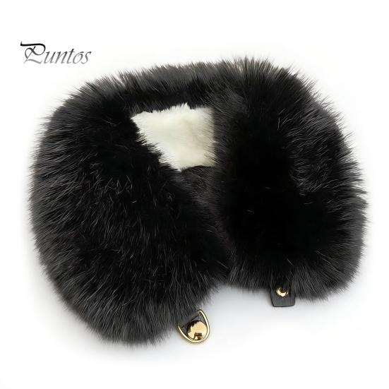 Luxury Faux Fur Accessory Fake Scarf Puffy Collar Trim Adjustable Button Fastening Neck Removable Plush Winter Warmer Wrap Thermal Quick Close