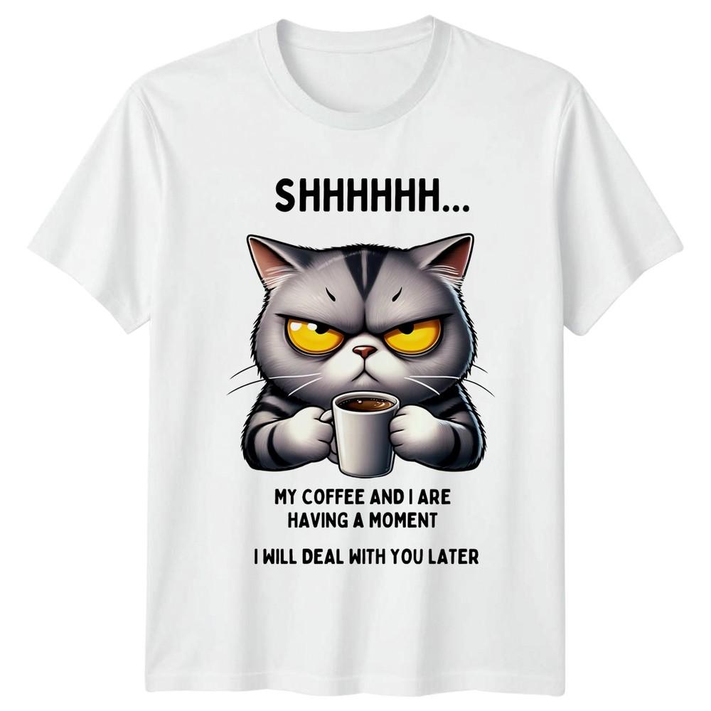 Shhhhh My Coffee And I TShirt Grumpy Cat Coffee Birthday Gift For Him And Her