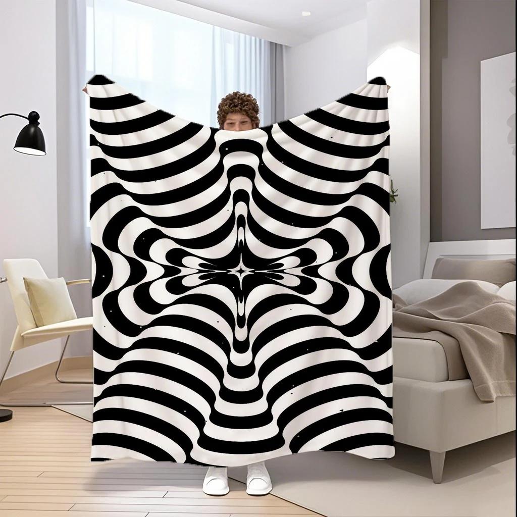 Abstract Pattern Blanket Microfiber Flannel Cover Blanket Bedroom Living Room Sofa Soft And Comfortable Home Decoration