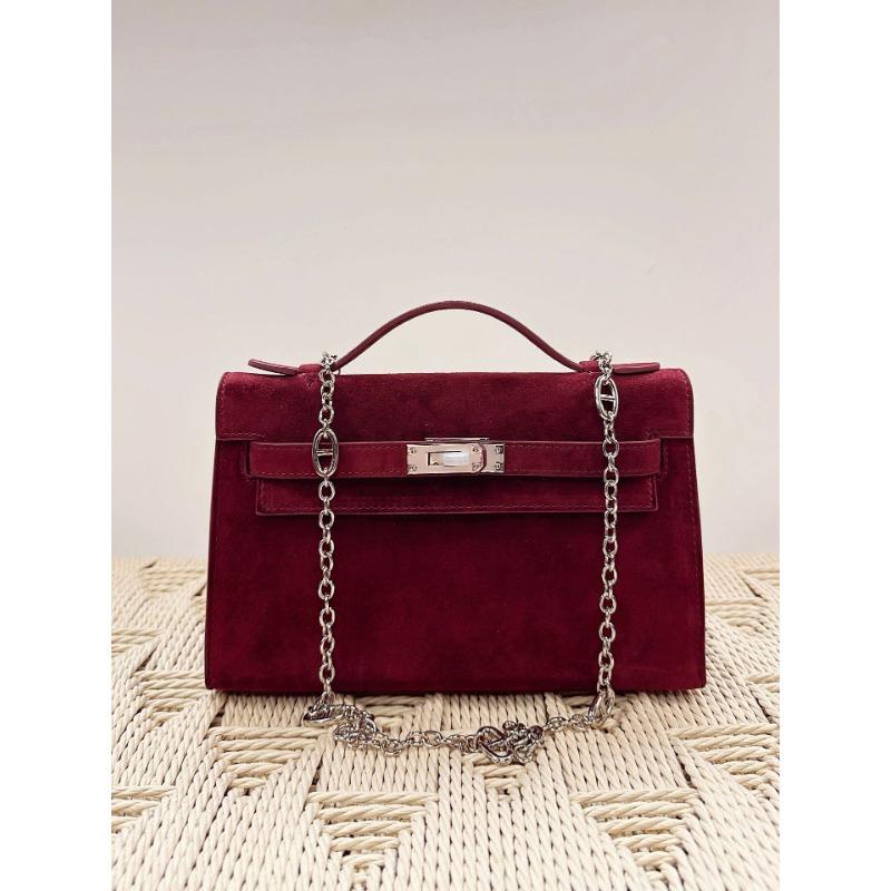A Generation Of Sheepskin Lambskin Bag Real Leather Women's Bag Retro Cowhide Single Shoulder  Bag Handheld Small Bag