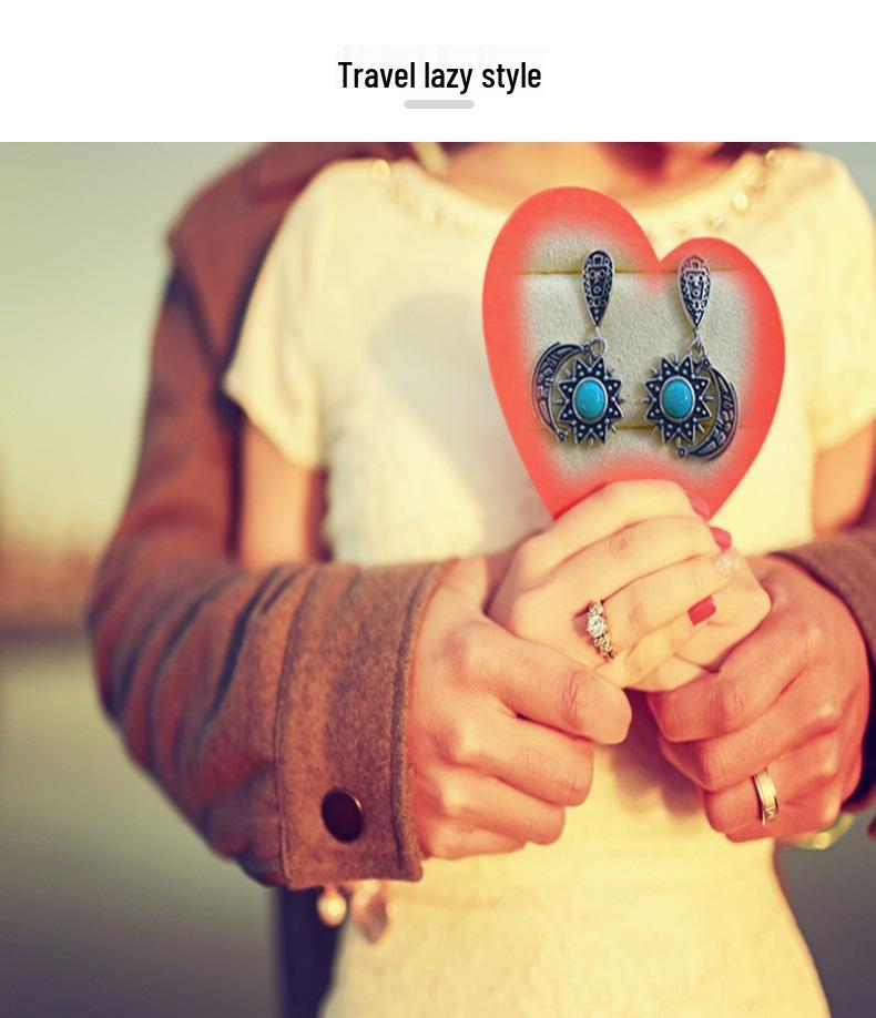 S925 Sterling Silver Retro Sun & Moon Turquoise Earrings - Unisex