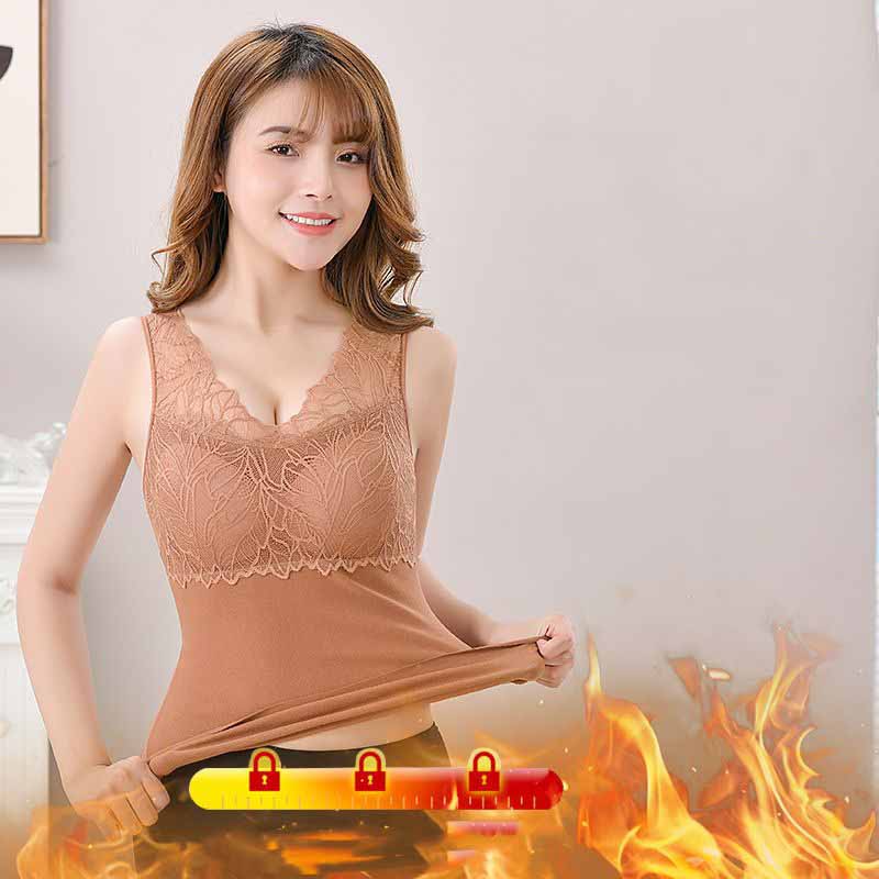 Lace Thermal Vest Women's Chest Cushion Thickened Heating Undercoat Thermal Underwear Women's Winter
