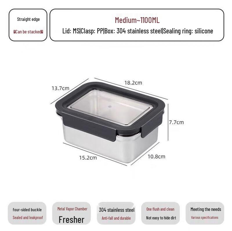 ZISIZ 304 Stainless Steel Stackable Lunch Box