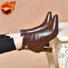 Fashion Woman Short Shoes Pointed Toe Fur Black Leather Ankle Boots for Women Fashion 2025 Pu Boot Autumn Large Size Warm Goth Booties