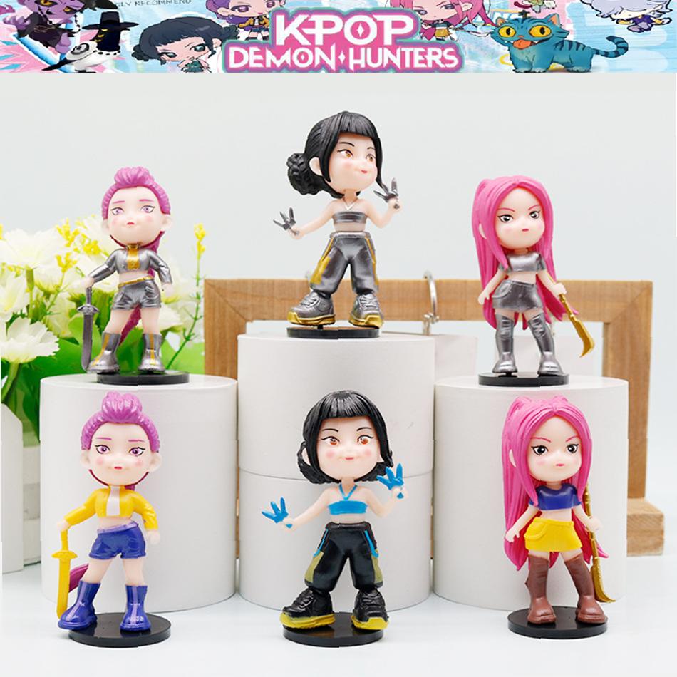 Kpop Demon Hunters Figure Model Toy PVC Cartoon Gaming Peripherals Desk Decoration Collection Figures 6pcs/Set Model Toy Gift