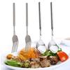 2pcs Telescopic Stainless Steel Cutlery Set Expandable Forks Spoons Accessories for For Grilling Roasting And Serving