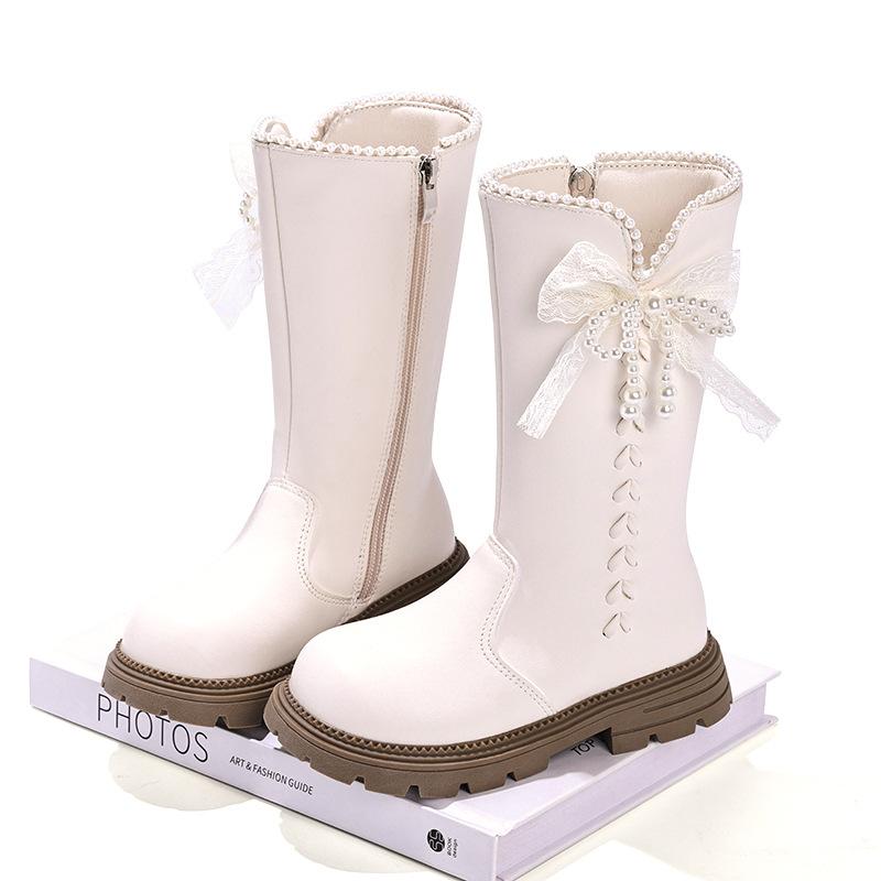 Girls boots 2025 winter new children's boots Girls older Martin boots super fire two cotton velvet high leather boots