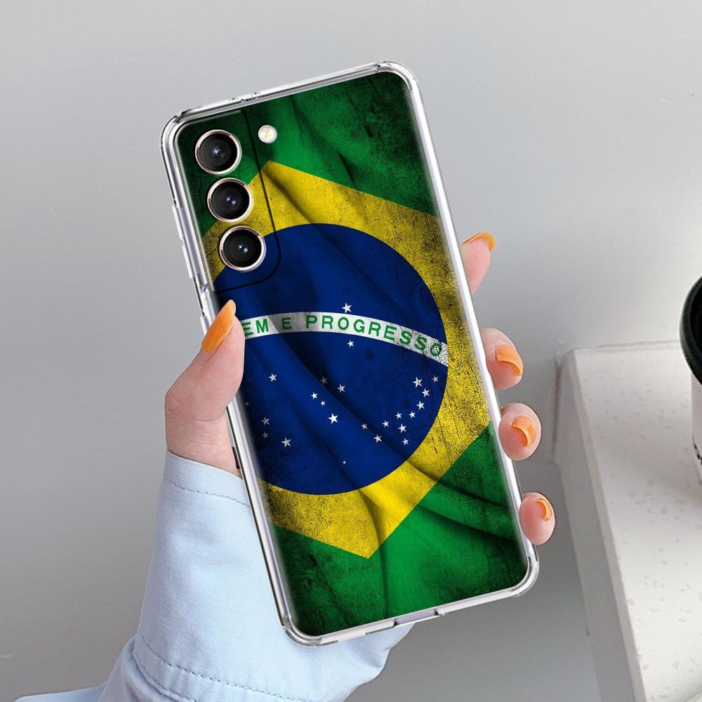 Etui Na Telefon Dla Samsung Galaxy S26 S25 S24 S23 S22 Ultra S20 S21 FE 5G Plus Miękkie Przezroczyste Pokrowiec Duża Flaga Brazylii