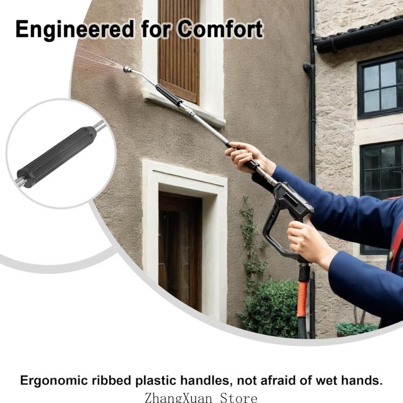 3XUF 2PCS Stainless Steel Pressure Washer Wands Curved Design Anti Fatigue Grip