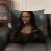 Copricuscino Mona Lisa con Perle Ragazza Lino Naturale Tessuto Biologico Stampa Double-Sided Divano Decorazione Casa Federa Regalo