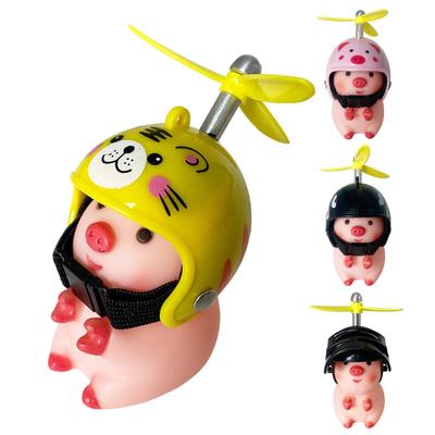 Bike Motor Accessories Pig with Propeller Helmet Broken Wind Rubber Pigs Toy Car Bicycle Pink Piggy Ornaments Handlebar Decor