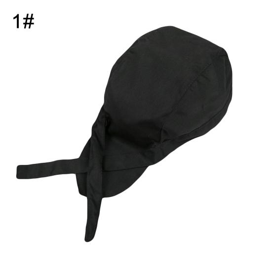 

Professional Chef Hat Cooking Head Wrap Kitchen Catering Skull Cap Ribbon Turban чёрный