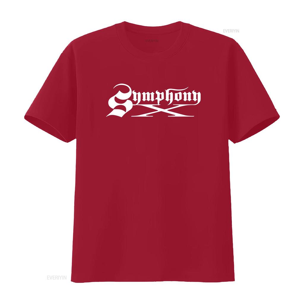 Symphony X Gothic Font Design T Shirt for Men and Women Available in Sizes S XXL Colors Black White vintage Washed Versatile