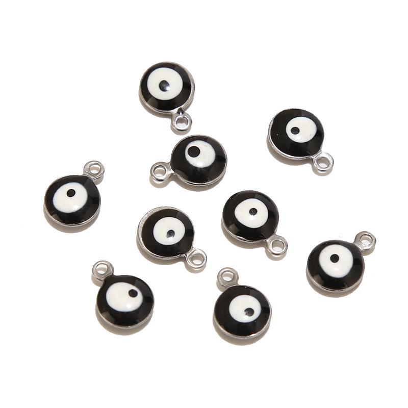 Подвеска-шарм из нержавеющей стали с эмалью в виде сглаза 1 piece