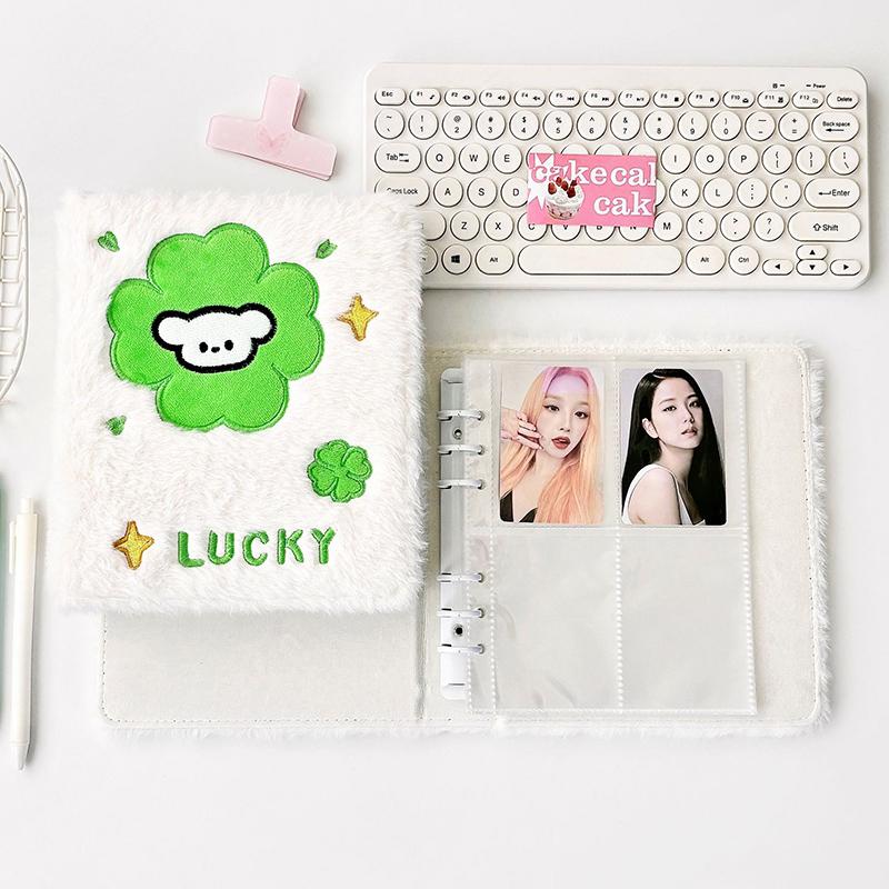 A6 Binder Lucky Plush Album Kpop Idol Photocard Holder Kawaii Plush Bindering Photocards Collect Books School Stationery