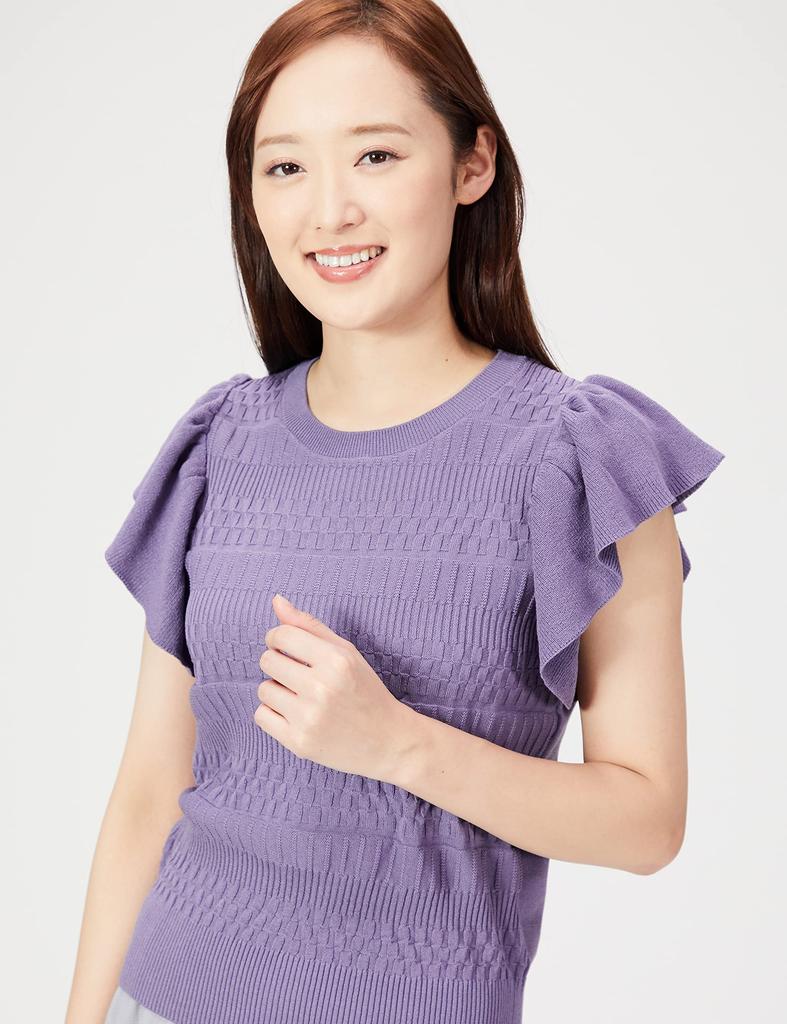 Body Sweater Hyakka June Issue Ruffle Summer Knit Sweater Purple Purple FR [Proportion Dressing] [Bijin Tie-Up Item] Web-Exclusive Color Women's