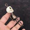 Howlite Pendant Copper Wire Wrapped Pendant Titanium Bead Eyes Pendant Skeleton Pendant Handmade Gemstone Jewelry Skull Bone Face Pendant