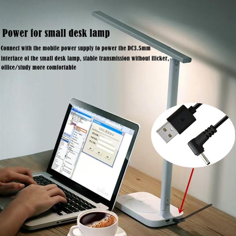 25cm Short USB To DC5V 3.5x1.35mm Adapter Elbow Head Cable Fast Charging Data Cord In Black