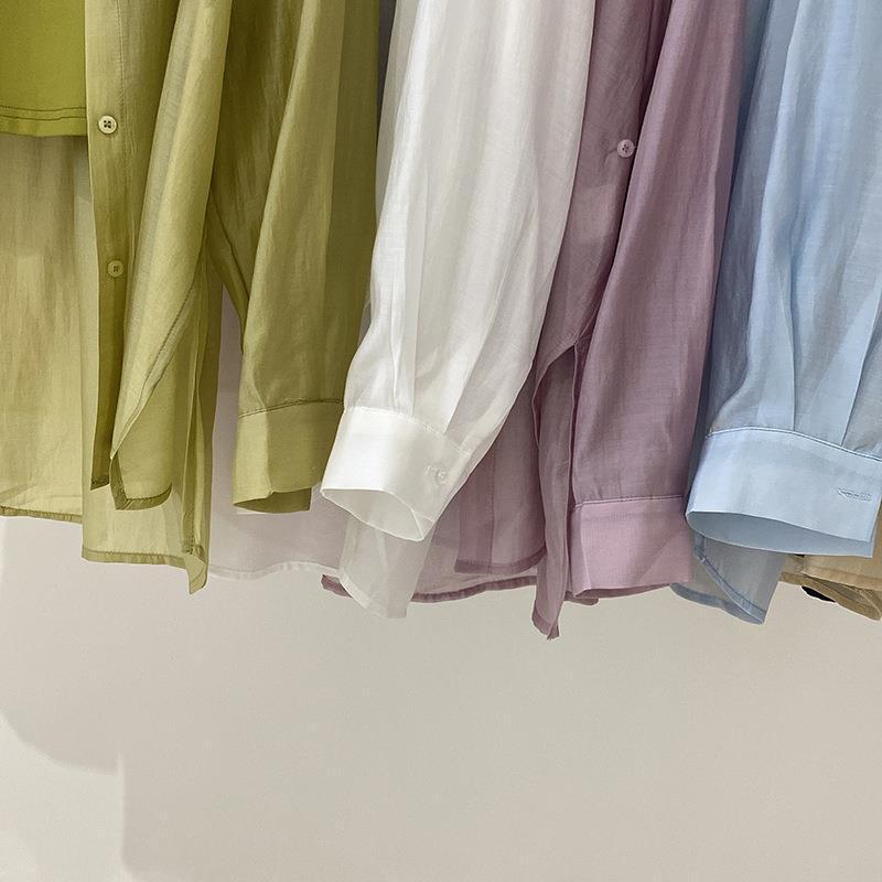 Shirts Women Thin Summer Long Sleeve Loose Sheer Soft