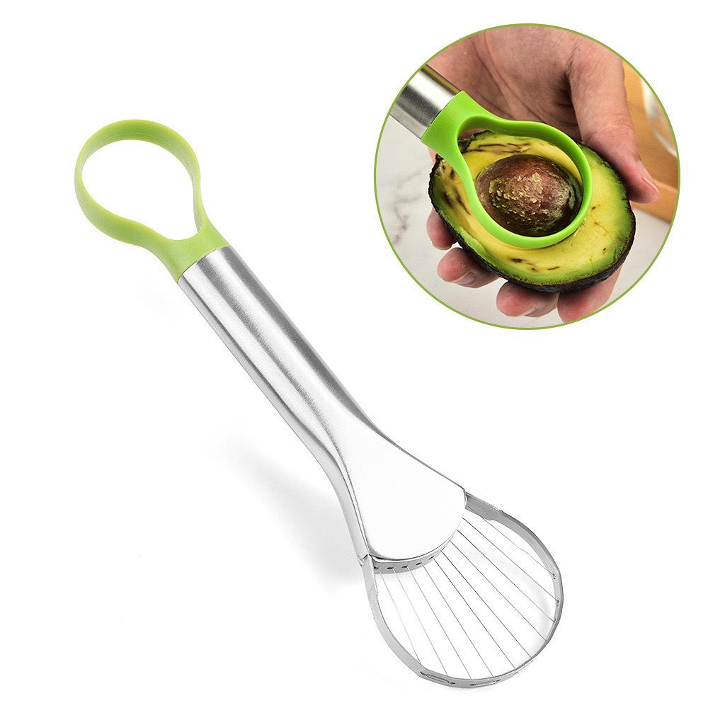 

Stainless Steel Fruit Cutter Set - Avocado Knife, Peach Pitter, and Dragon Fruit Slicer. Double-Headed Avocado Tool (Free Labeling)
