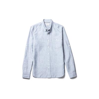 Button Single Pocket Cotton Linen Casual Slim Fit Long Sleeve Shirt Men Shirts Sky-Blue A2BDKB02