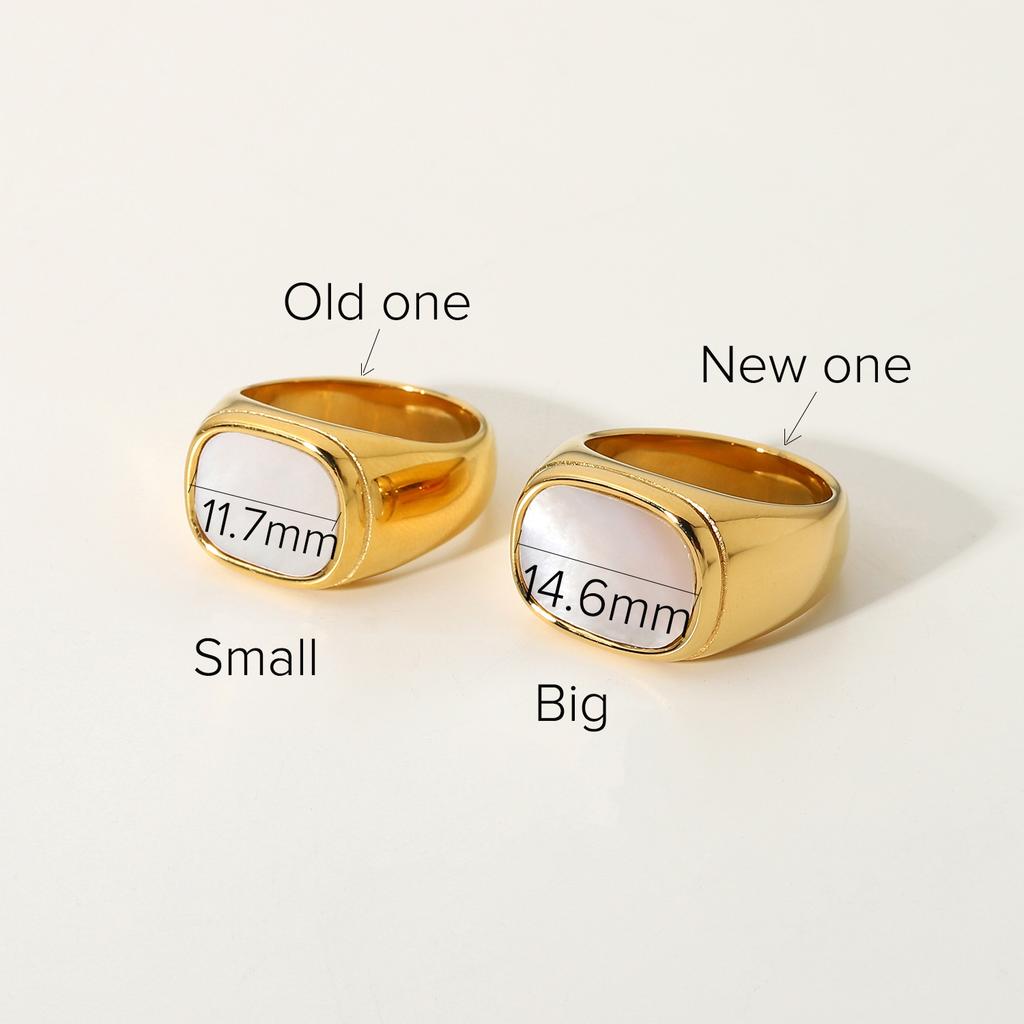 European and American rectangular white ring 18K gold vacuum plated stainless steel wedding ring couple ring