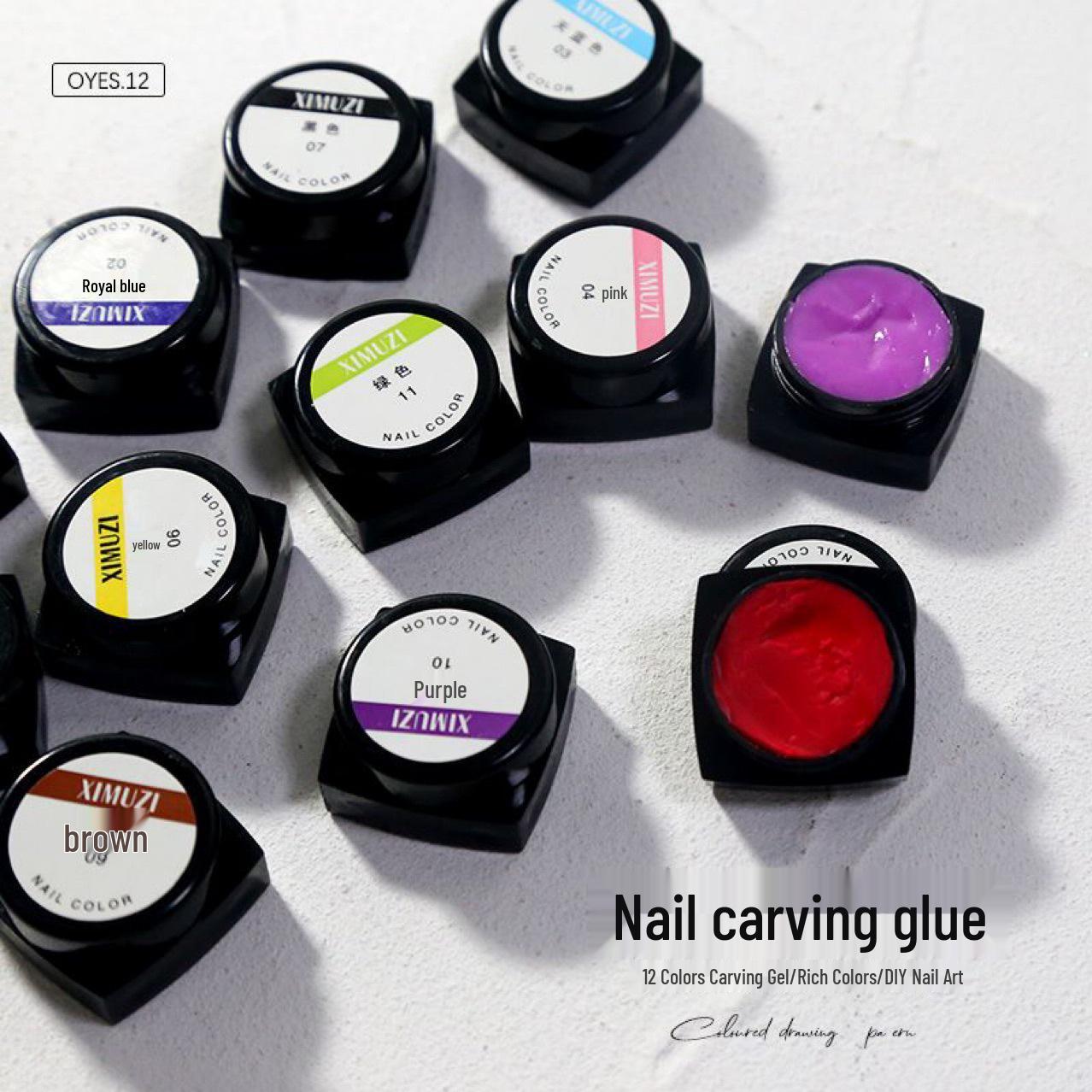 

12-Color 3D Nail Art Carving Gel Set for Sculpting & Phototherapy