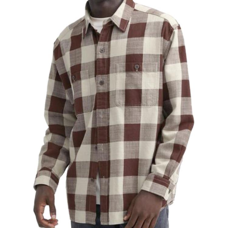 UNIQLO W23 Plaid Pattern Pointed Collar Loose Long Sleeve Shirt Unisex shirts Dark-Red 462389-18