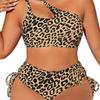 Sexy Leopard Print Large Size Swimsuit Women's Split High Waist Bikini Suit