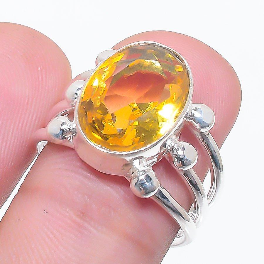 

Natural Citrine Gemstone Handmade 925 Sterling Silver Jewelry Ring Size 6.5 AR-16114