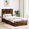 Bed Frame with Storage Space and Headboard Smoked Oak